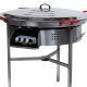 Kit à paella 40 personnes - Pare-flammes 70 cm inox - Plat acier avec couvercle inox