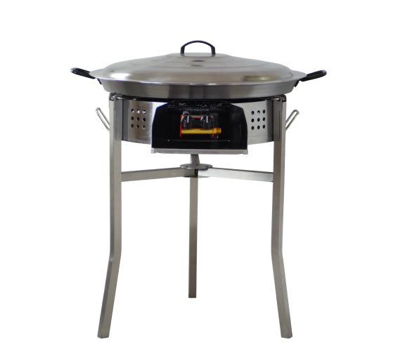 Kit paella Thermocouple - 40 personnes - Pare-flammes 70cm inox - Plat pata negra 80 cm avec couvercle inox