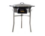 Kit paella Thermocouple - 40 personnes - Pare-flammes 70cm inox - Plat émaillé avec couvercle inox