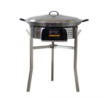 Kit paella Surpuissant - 40 personnes - Pare-flammes 70cm inox - Plat pata negra 80 cm avec couvercle inox
