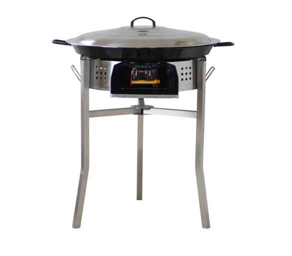 Kit paella Surpuissant - 40 personnes - Pare-flammes inox 70cm - Plat Inox et couvercle inox