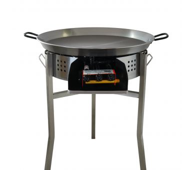 Kit paella Classique 40 personnes - Pare-flammes 70cm inox - Plat pata negra 80 cm avec couvercle inox