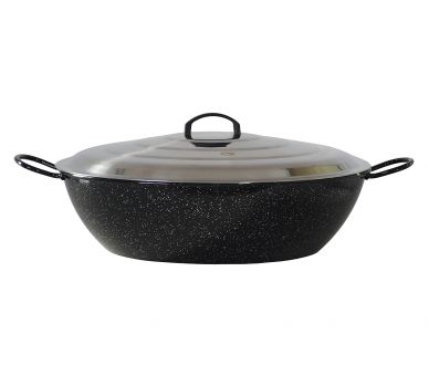 Poêle creuse émaillée 50cm Garcima - 17 litres avec couvercle INOX