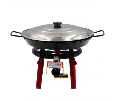 Kit à paella pour 5 personnes - poêle émaillée - Couvercle inox 