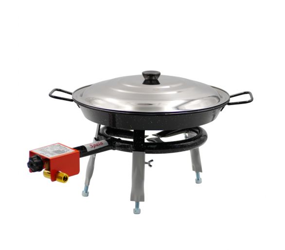 Kit à paella pour 5 personnes - poêle émaillée - Couvercle inox 