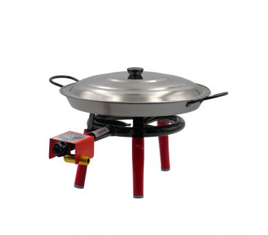 Kit à paella pour 14 personnes - Poêle acier 50 cm - Couvercle inox 
