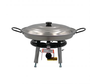 Kit à paella pour 14 personnes - Poêle acier 50 cm - Couvercle inox 