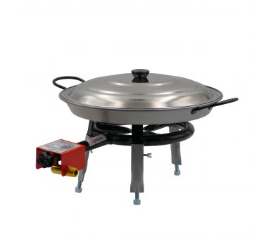 Kit à paella pour 14 personnes - Poêle acier 50 cm - Couvercle inox 
