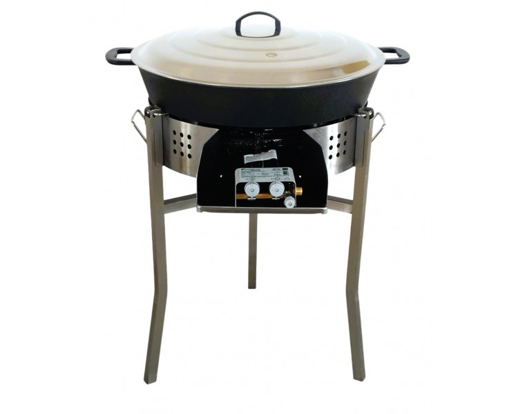Kit tartiflette pare flammes inox 60cm - Poêle fonte 65cm 1 séparation - thermocouple pro