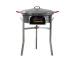 Kit à paella - Pare-flammes inox 45 cm - 20 personnes - Plat acier 60cm et couvercle inox