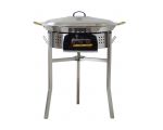 Kit paella Surpuissant - Pare-flammes 60cm inox - 30 personnes - Plat inox 70cm avec couvercle inox