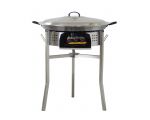 Kit paella thermocouple - Pare-flammes 60cm inox - 25 personnes - Plat pata negra 65cm avec couvercle inox